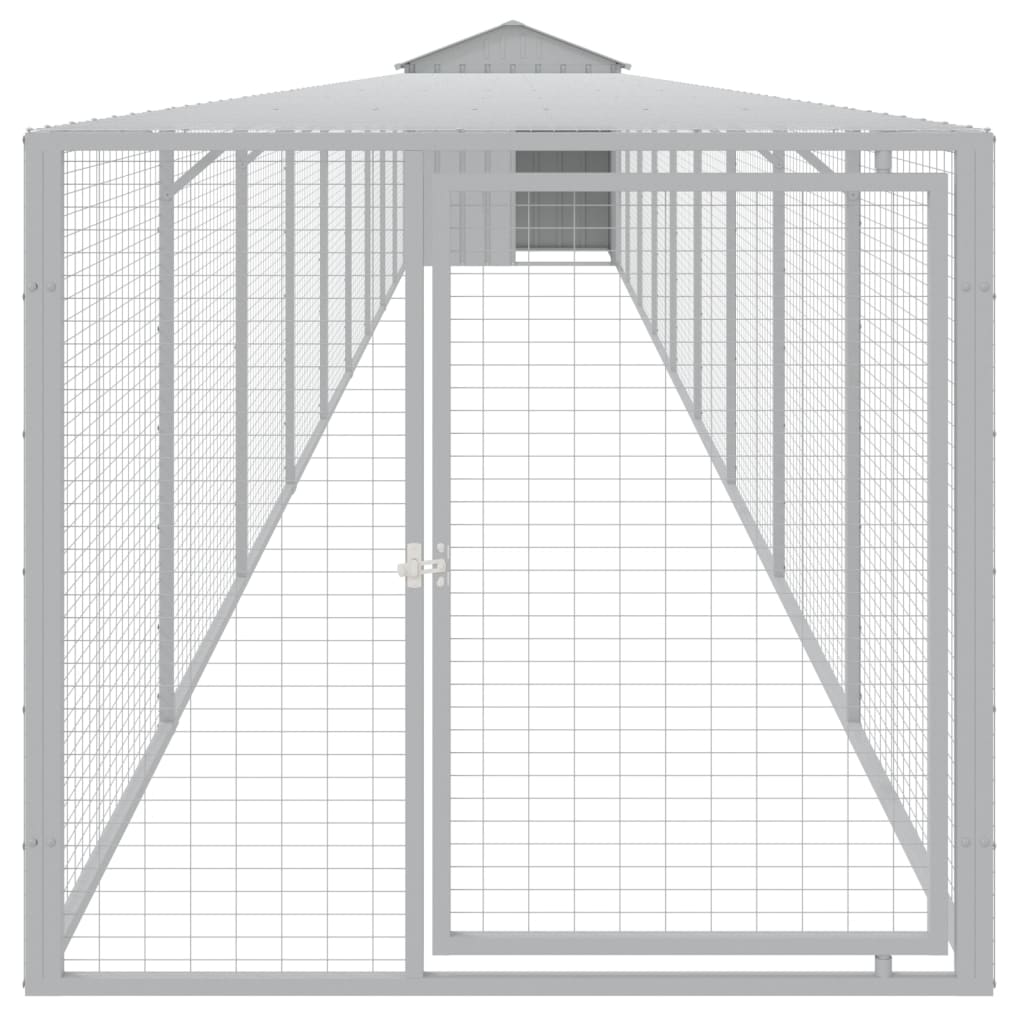 VIDAXL -Hühnchen -Stall mit Lauf 117x1017x123 cm Stahl hellgrau