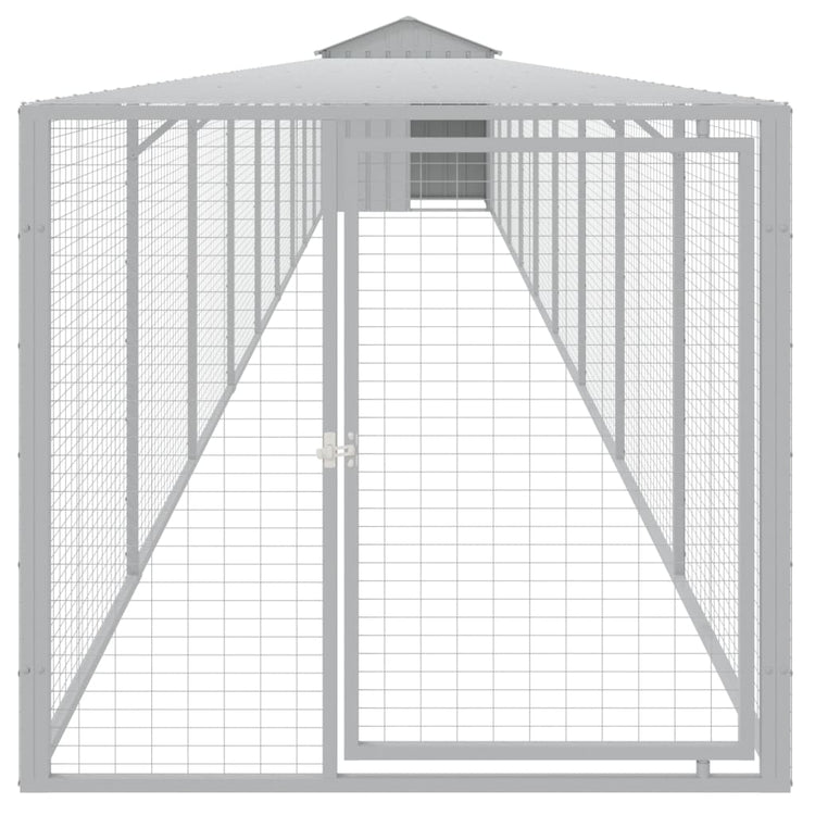 VIDAXL -Hühnchen -Stall mit Lauf 117x1017x123 cm Stahl hellgrau