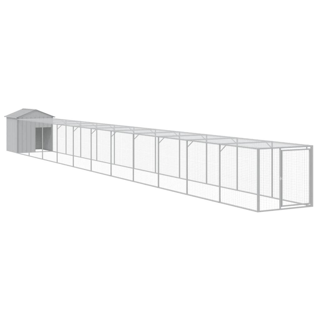 VIDAXL -Hühnchen -Stall mit Lauf 117x1221x123 cm Stahl hellgrau