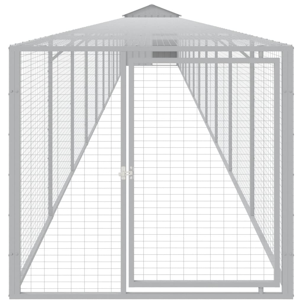 VIDAXL -Hühnchen -Stall mit Lauf 117x1221x123 cm Stahl hellgrau