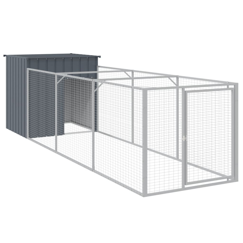 VIDAXL -Hundedach mit einem Lauf 110x405x110 cm verzinkter Stahl -Anthrazit
