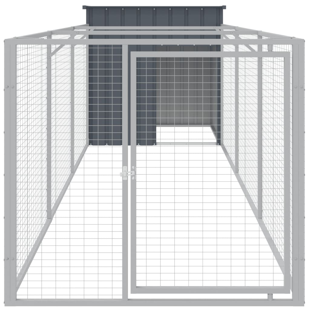 VIDAXL -Hundedach mit einem Lauf 110x405x110 cm verzinkter Stahl -Anthrazit