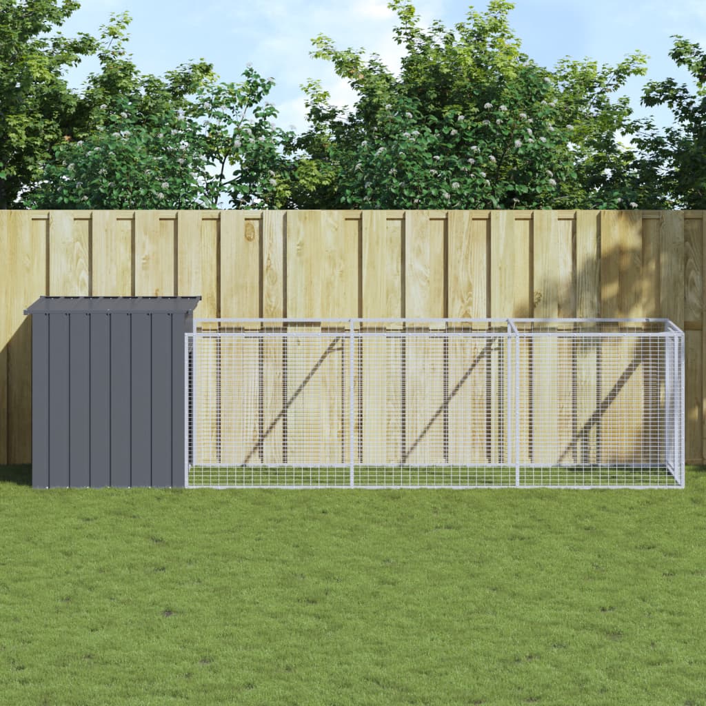 VIDAXL -Hundedach mit einem Lauf 110x405x110 cm verzinkter Stahl -Anthrazit