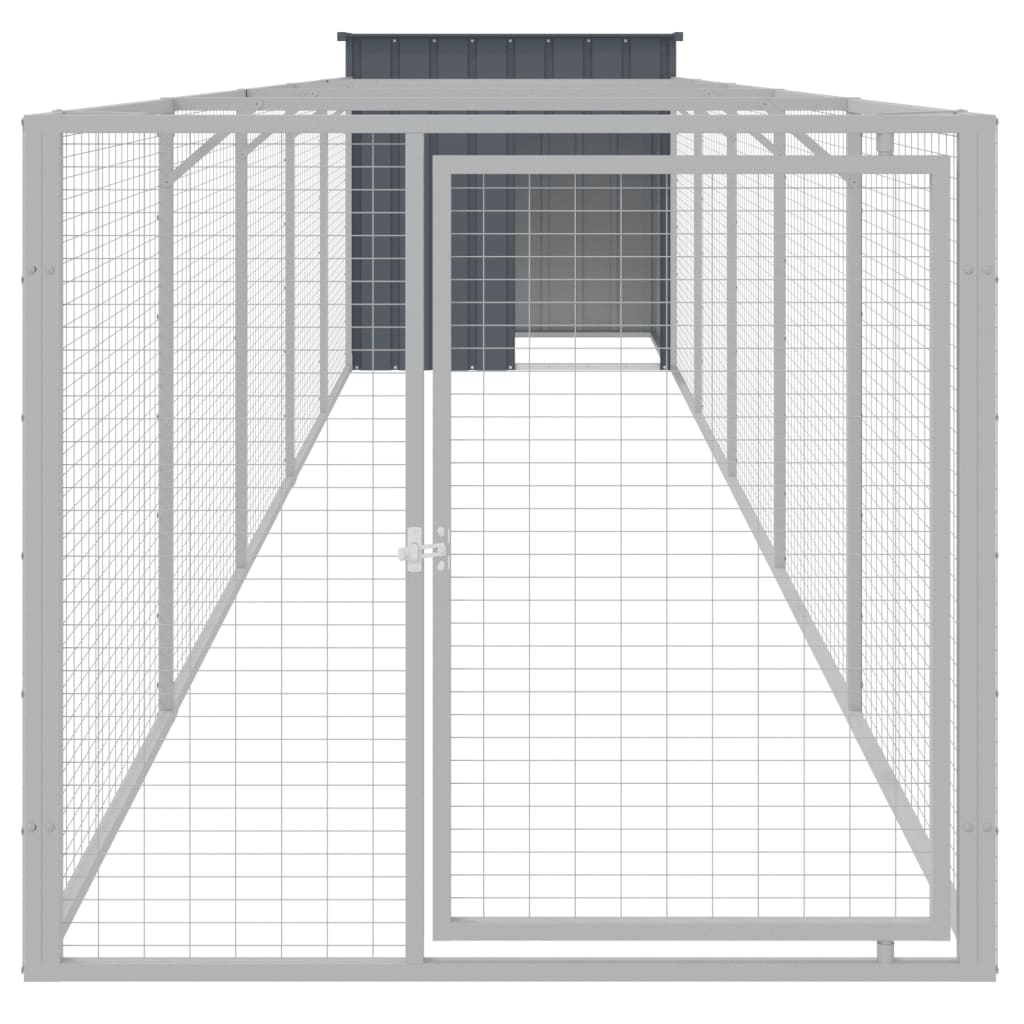 VIDAXL -Hundedoft mit Lauf 110x609x110 cm verzinkter Stahl -Anthrazit