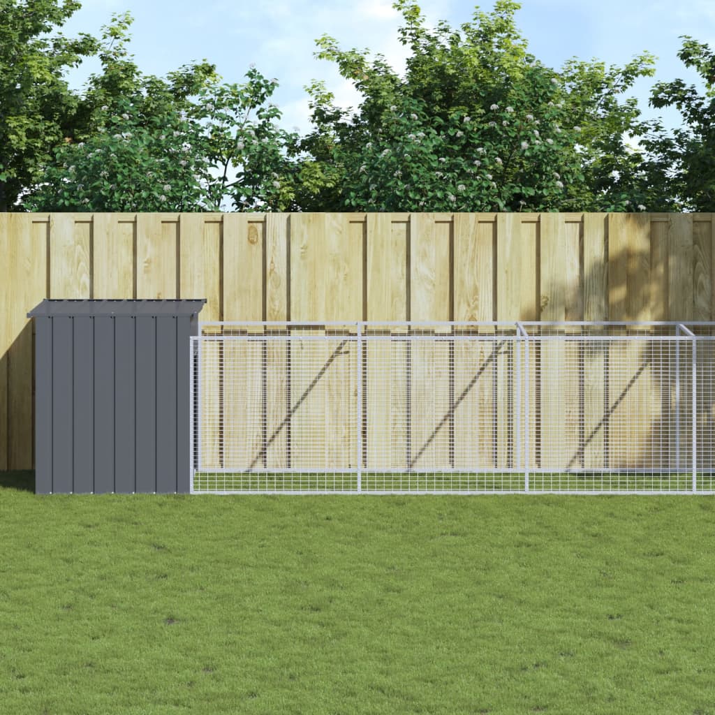 VIDAXL -Hundedoft mit Lauf 110x609x110 cm verzinkter Stahl -Anthrazit