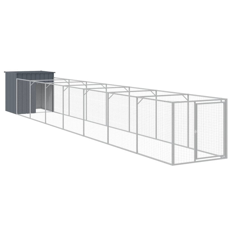 Vidaxl Hundedach mit einem Lauf 110x813x110 cm verzinkter Stahl -Anthrazit