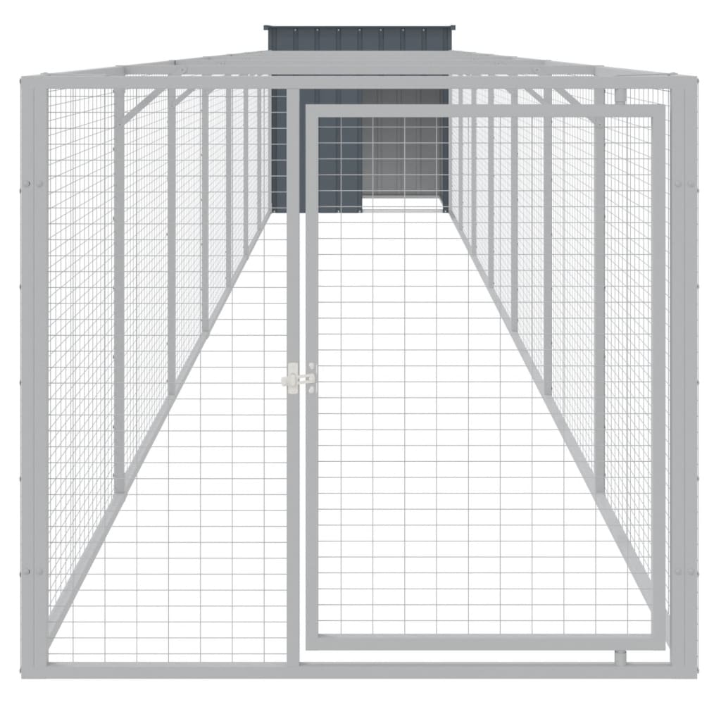 Vidaxl Hundedach mit einem Lauf 110x813x110 cm verzinkter Stahl -Anthrazit