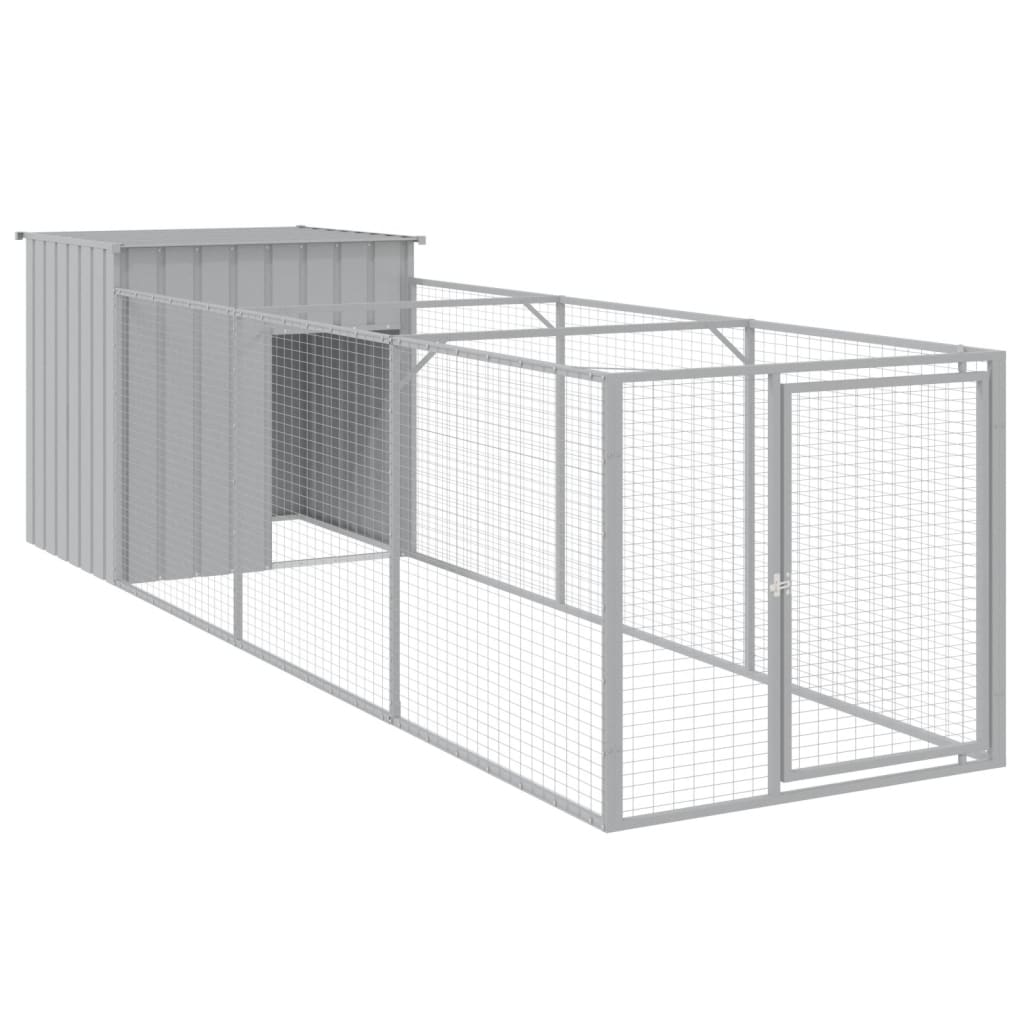 Vidaxl Hund Loft mit Lauf 110x405x110 cm Stahl hellgrau
