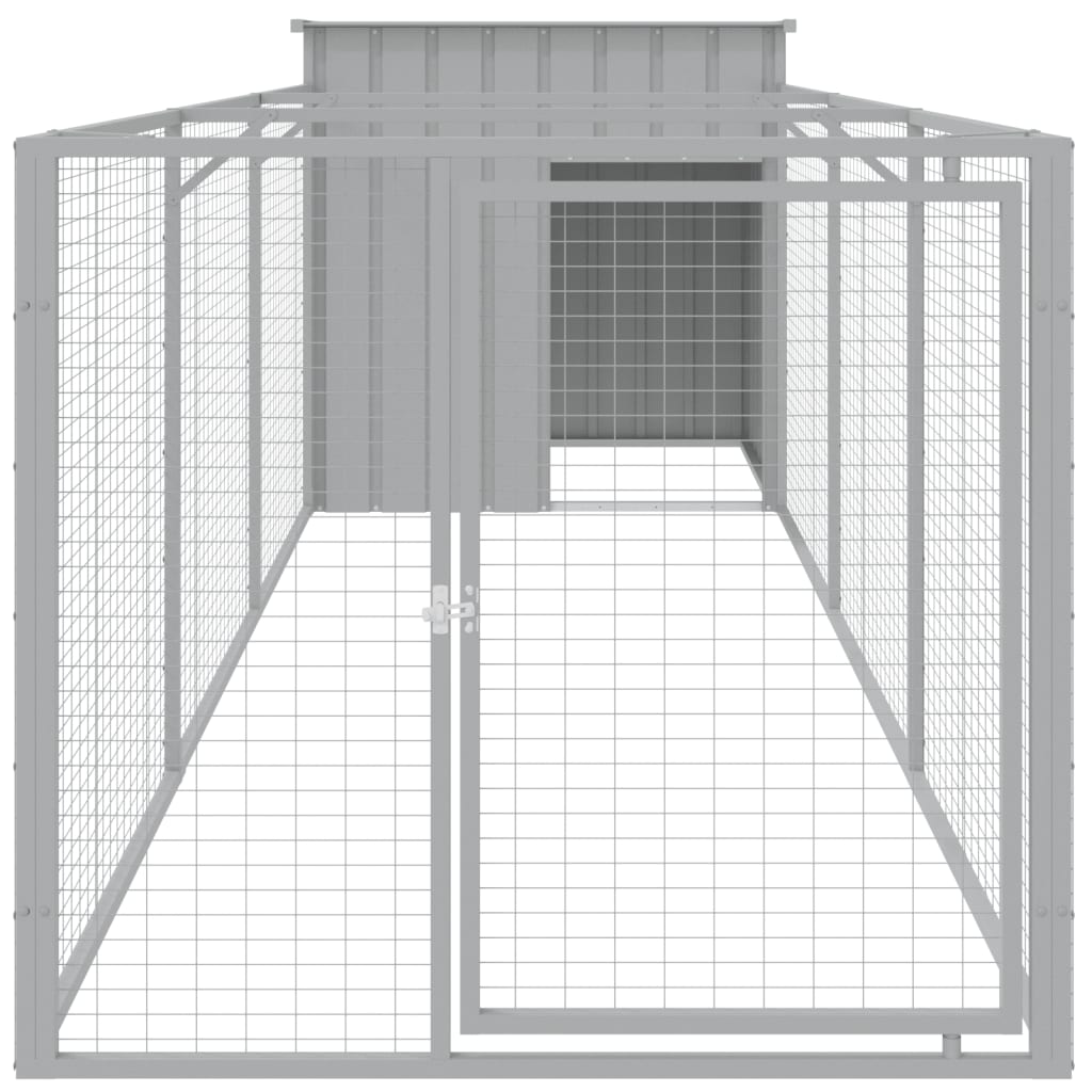 Vidaxl Hund Loft mit Lauf 110x405x110 cm Stahl hellgrau