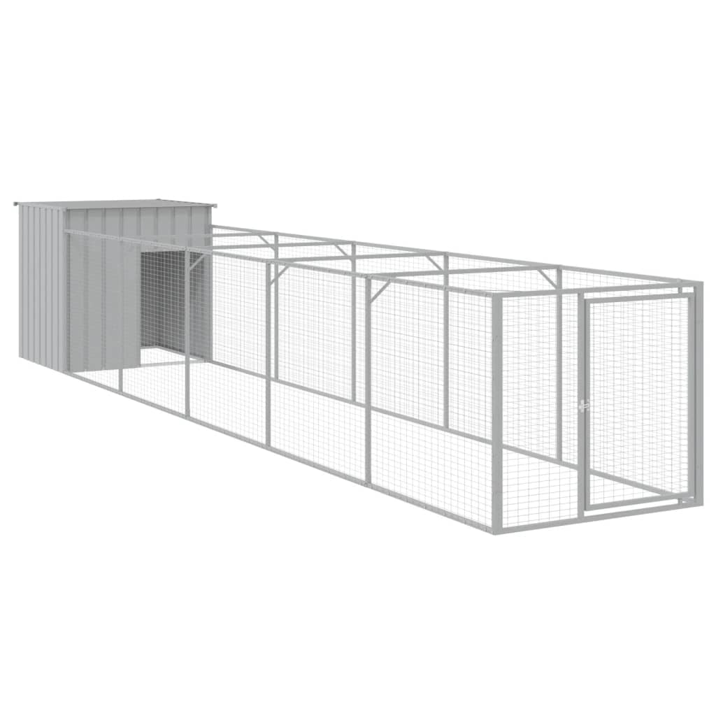 Vidaxl Hundedach mit Lauf 110x609x110 cm Stahl hellgrau