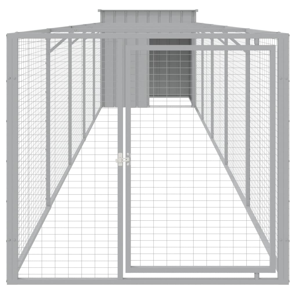 Vidaxl Hundedach mit Lauf 110x609x110 cm Stahl hellgrau