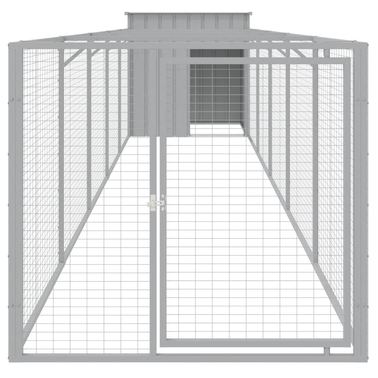 Vidaxl Hundedach mit Lauf 110x609x110 cm Stahl hellgrau