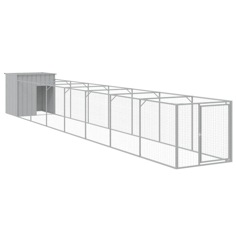 Vidaxl Hund Loft mit Lauf 110x813x110 cm Stahl hellgrau