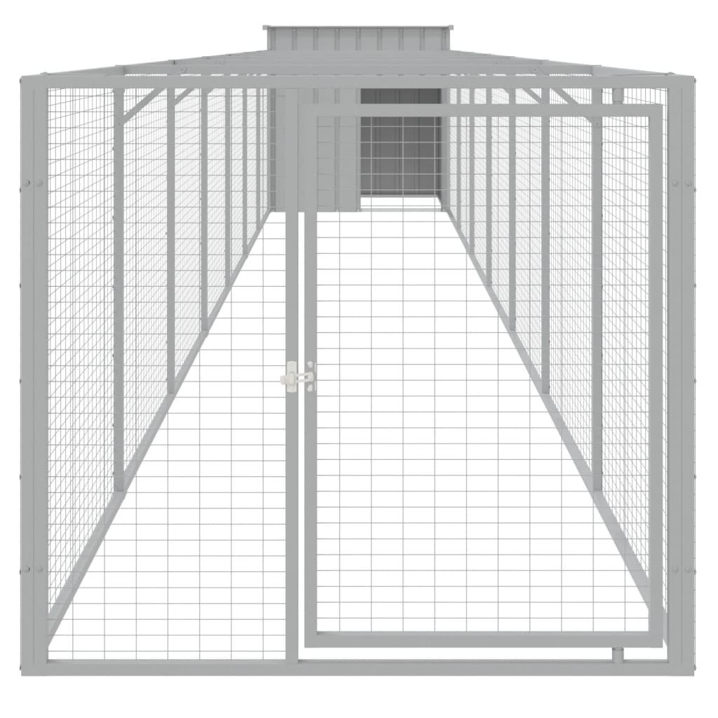 Vidaxl Hund Loft mit Lauf 110x813x110 cm Stahl hellgrau