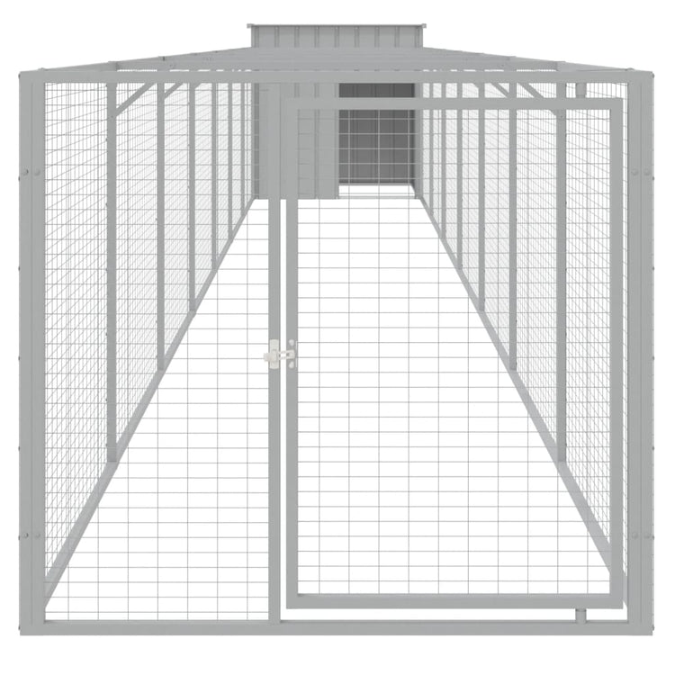 Vidaxl Hund Loft mit Lauf 110x813x110 cm Stahl hellgrau