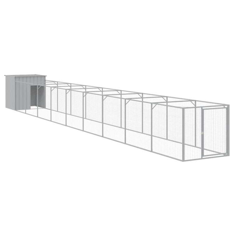 Vidaxl Hund Loft mit Lauf 110x1017x110 cm Stahl hellgrau