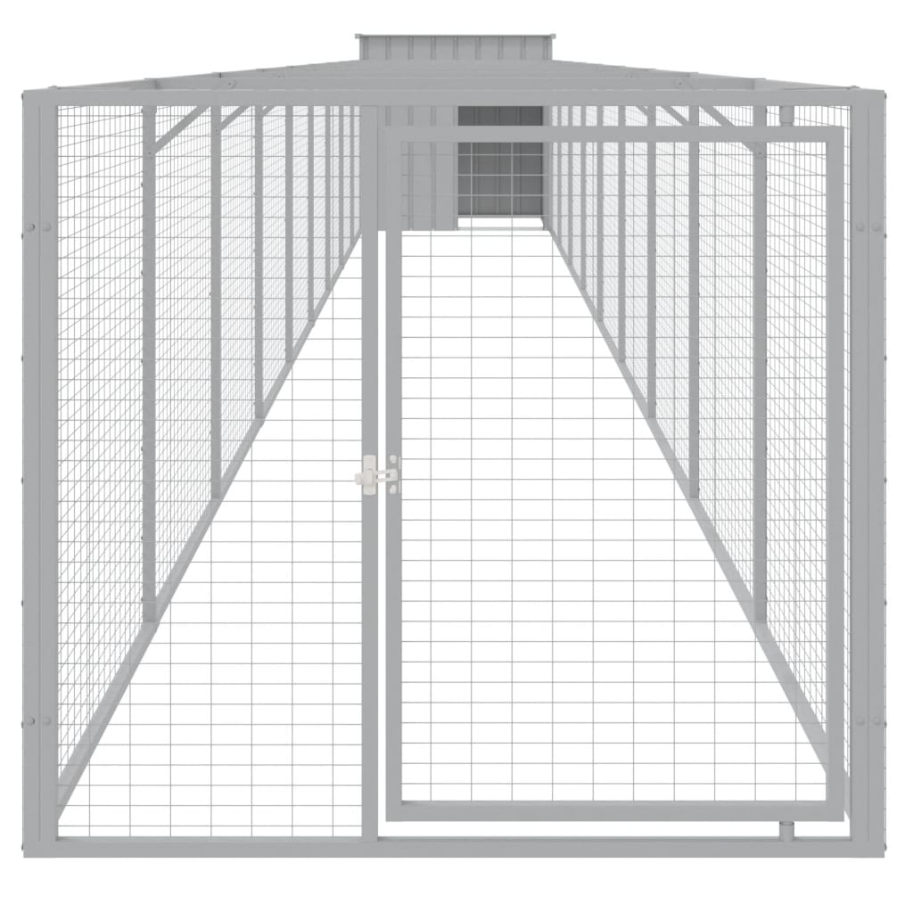 Vidaxl Hund Loft mit Lauf 110x1017x110 cm Stahl hellgrau