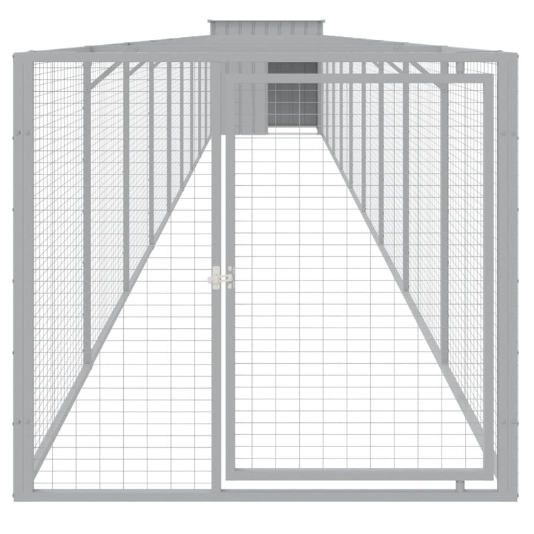 Vidaxl Hund Loft mit Lauf 110x1017x110 cm Stahl hellgrau