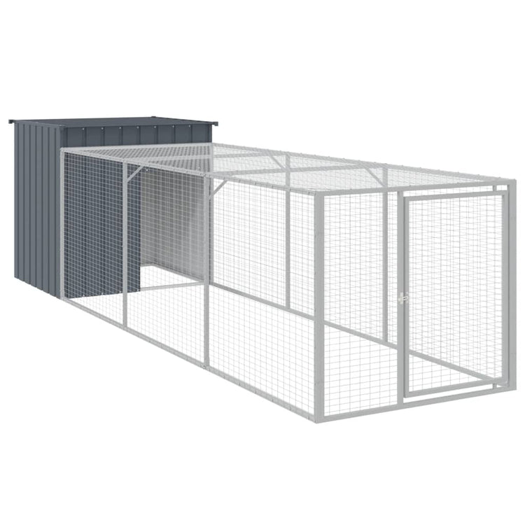 Vidaxl Chicken Coop mit Lauf 110x405x110 cm verzinkter Stahl -Anthrazit