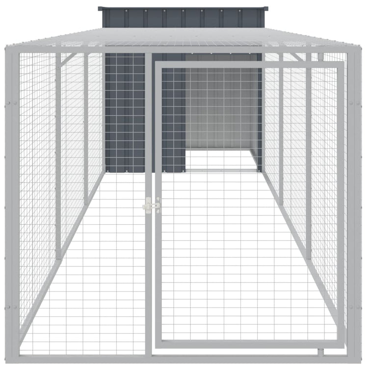 Vidaxl Chicken Coop mit Lauf 110x405x110 cm verzinkter Stahl -Anthrazit