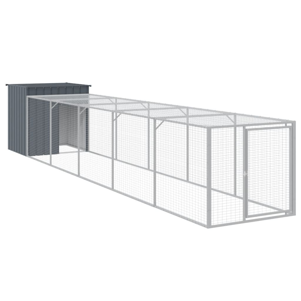 VIDAXL -Hühnchen -Stall mit Lauf 110x609 x 10 cm verzinkter Stahl -Anthrazit