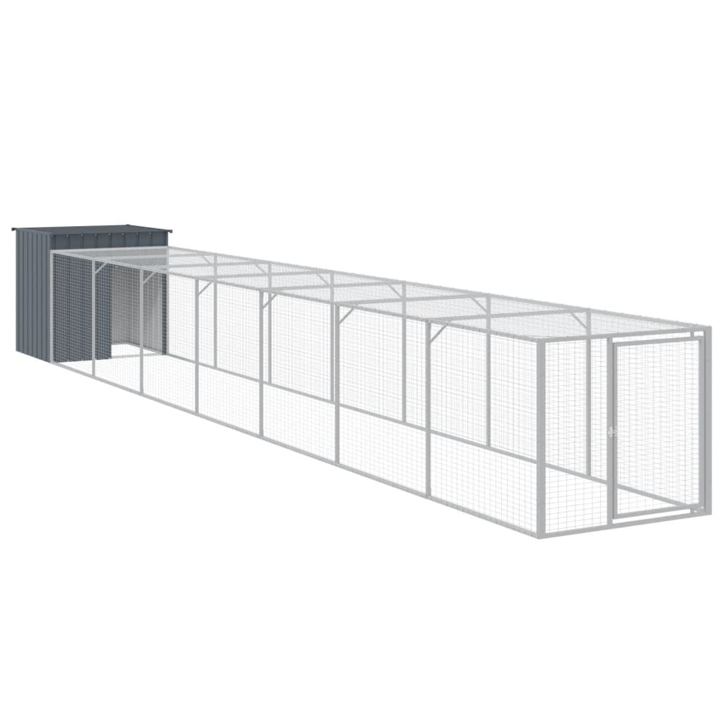 VIDAXL -Hühnchen -Coop mit Lauf 110x813x110 cm verzinkter Stahl -Anthrazit
