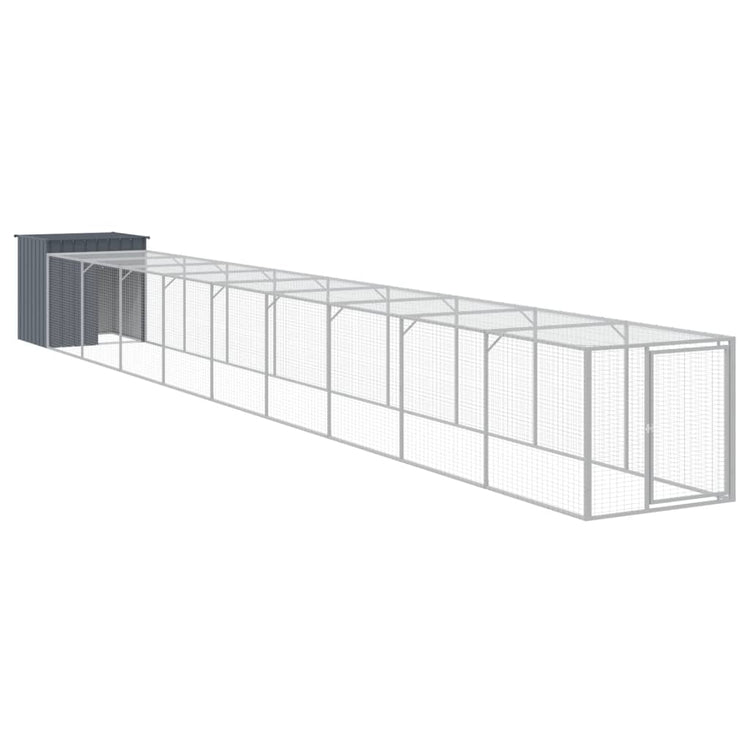 Vidaxl Chicken Coop mit Lauf 110x1017x110 cm Stahl -Anthrazit