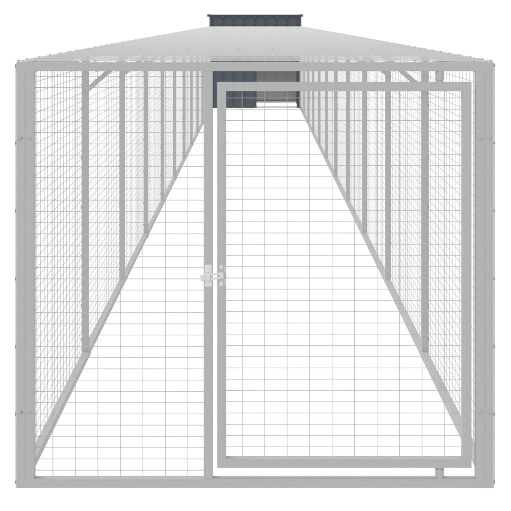 VIDAXL -Hühnchen -Coop mit Lauf 110x1221x110 cm Stahl -Anthrazit -Verschärfen