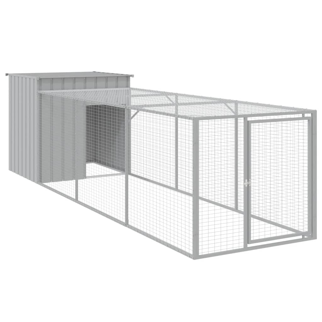 VIDAXL -Hühnchen -Stall mit Lauf 110 x 405 x 10 cm Stahl hellgrau