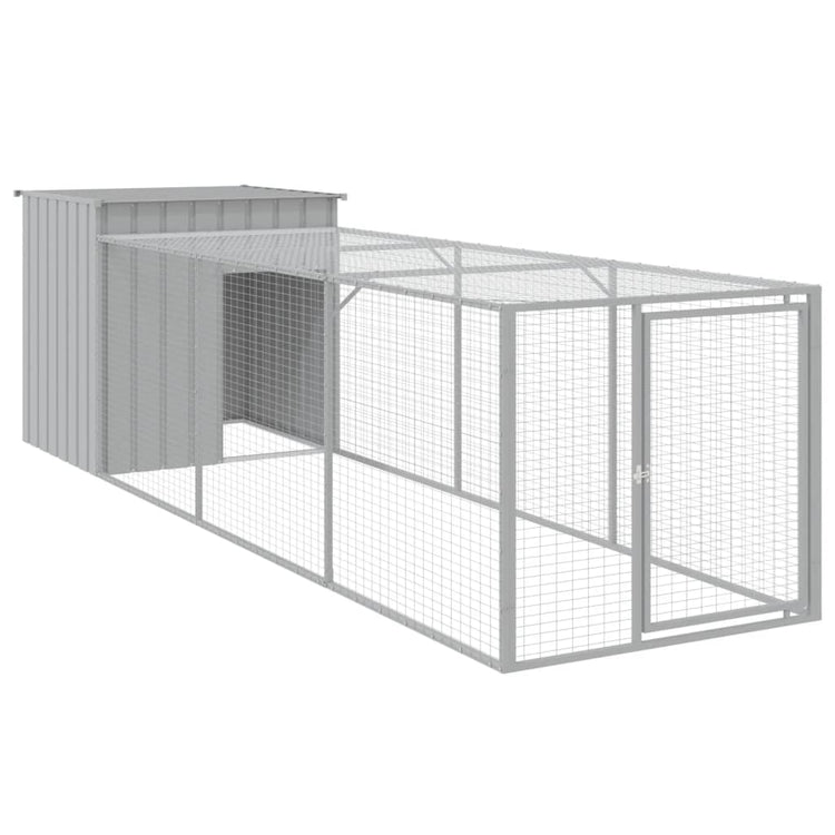VIDAXL -Hühnchen -Stall mit Lauf 110 x 405 x 10 cm Stahl hellgrau
