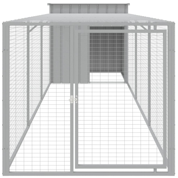 VIDAXL -Hühnchen -Stall mit Lauf 110 x 405 x 10 cm Stahl hellgrau
