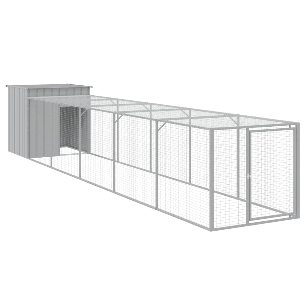 Vidaxl Chicken Coop mit Lauf 110x609 x 10 cm Stahl hellgrau