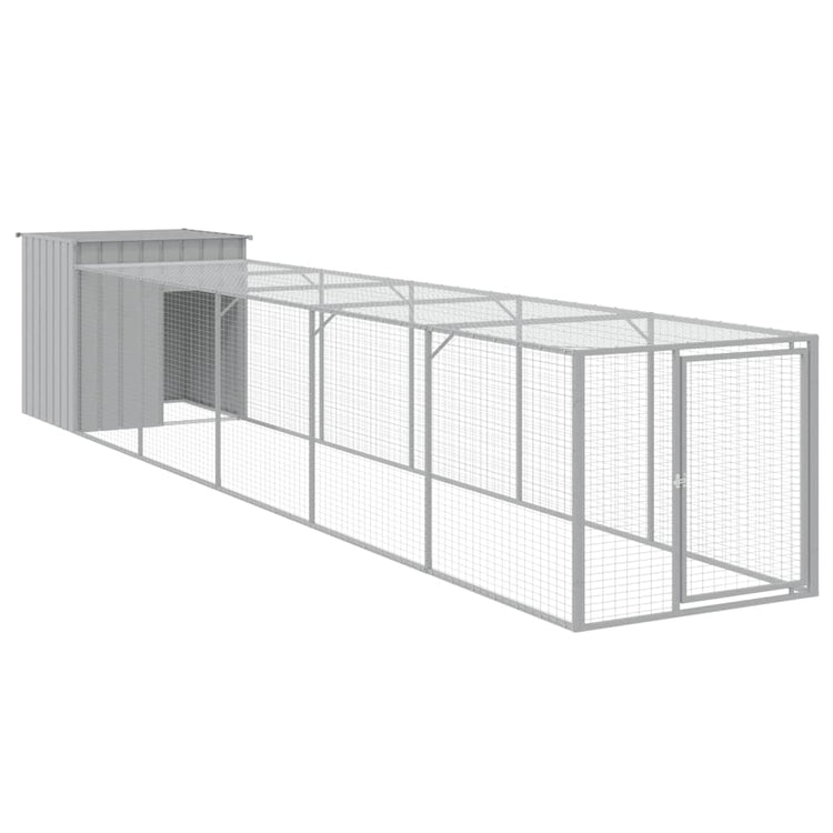 Vidaxl Chicken Coop mit Lauf 110x609 x 10 cm Stahl hellgrau