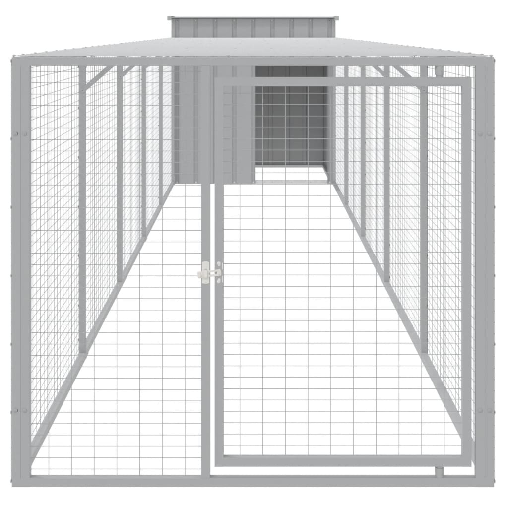 Vidaxl Chicken Coop mit Lauf 110x609 x 10 cm Stahl hellgrau