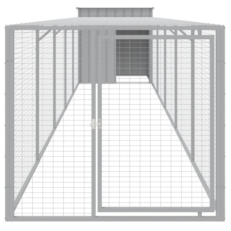 Vidaxl Chicken Coop mit Lauf 110x609 x 10 cm Stahl hellgrau