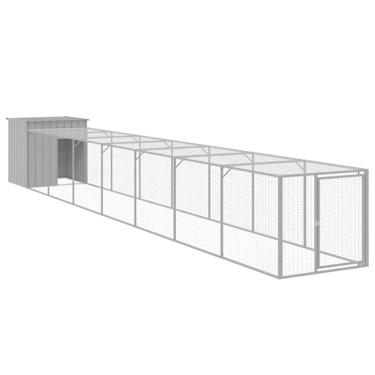 Vidaxl Chicken Coop mit Lauf 110x813x110 cm Stahl hellgrau