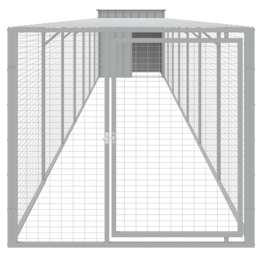 Vidaxl Chicken Coop mit Lauf 110x813x110 cm Stahl hellgrau