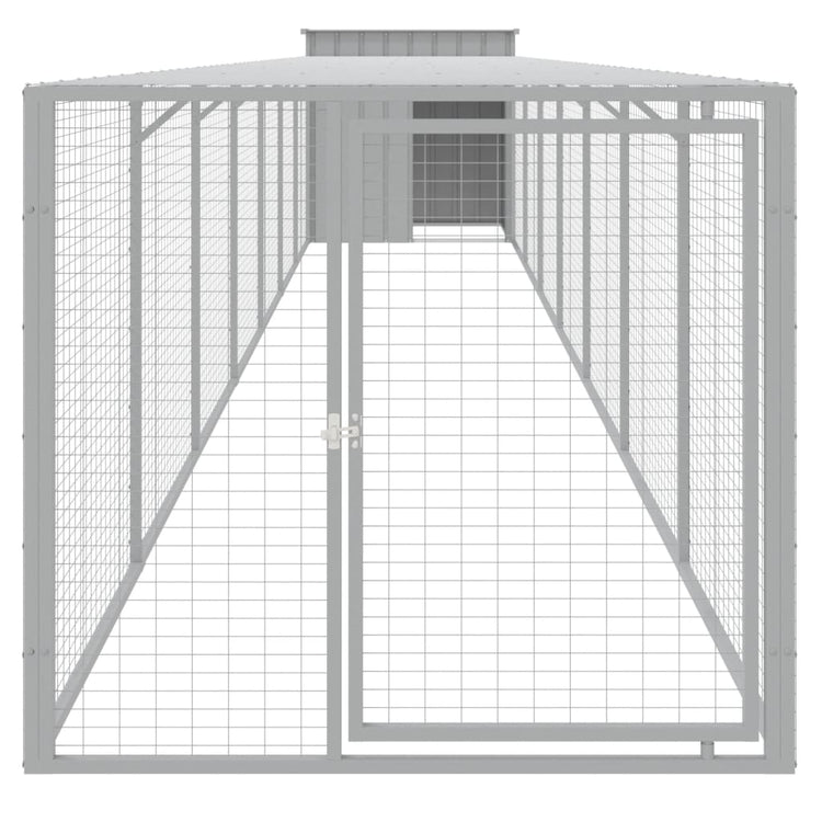 Vidaxl Chicken Coop mit Lauf 110x813x110 cm Stahl hellgrau