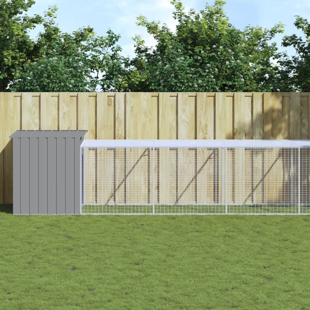 Vidaxl Chicken Coop mit Lauf 110x813x110 cm Stahl hellgrau