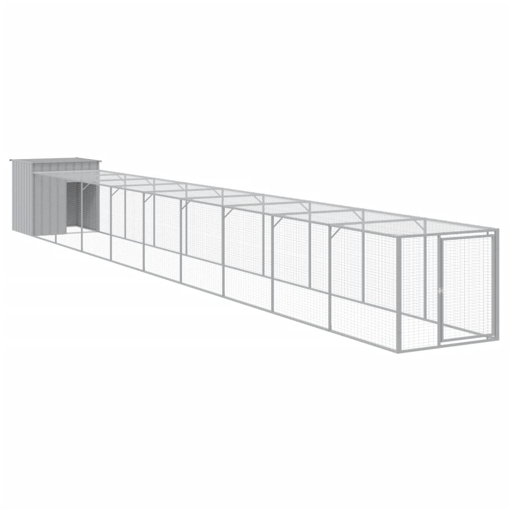 Vidaxl Chicken Coop mit Lauf 110x1017x110 cm Stahl hellgrau