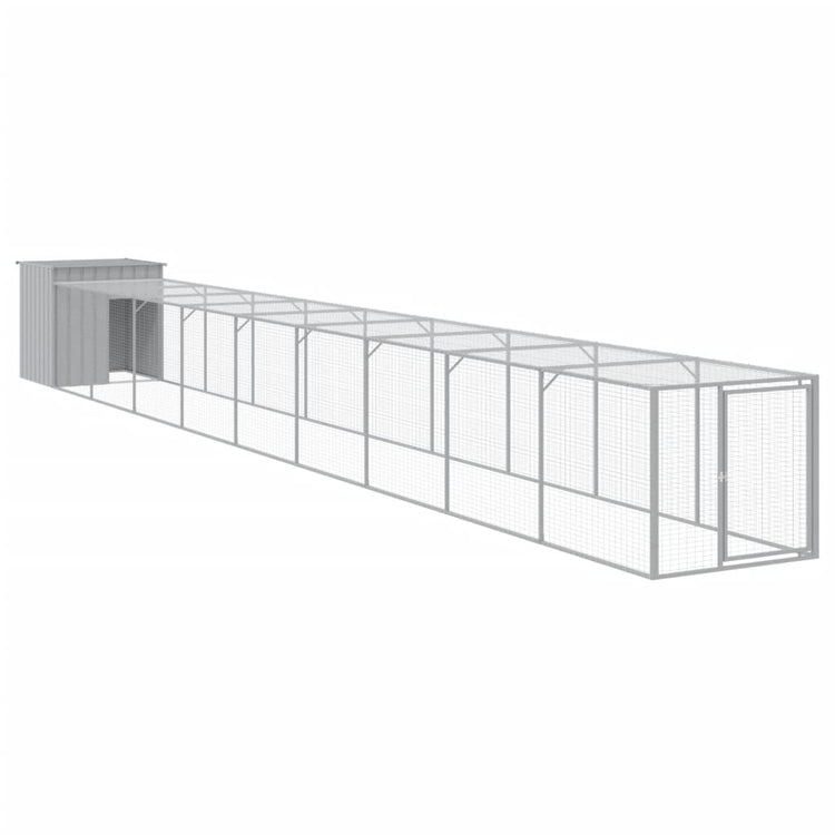 Vidaxl Chicken Coop mit Lauf 110x1017x110 cm Stahl hellgrau