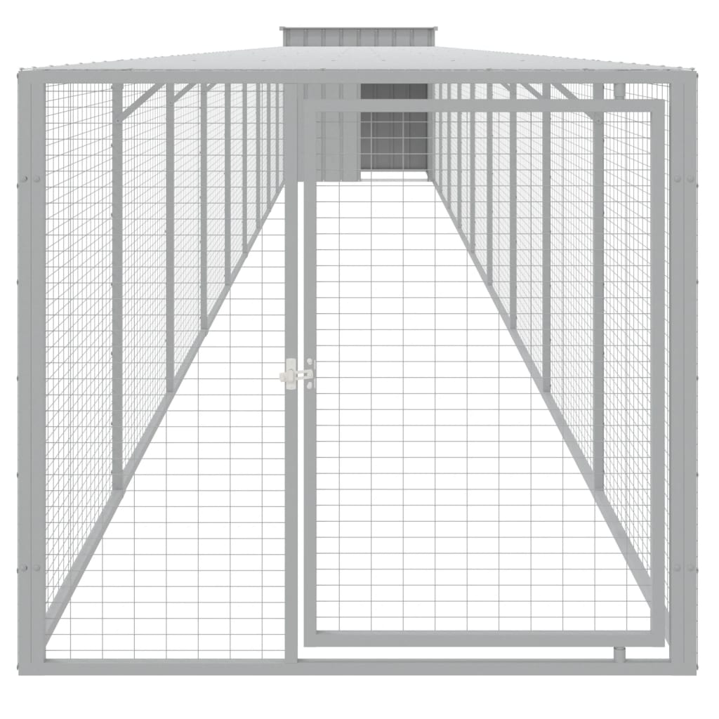 Vidaxl Chicken Coop mit Lauf 110x1017x110 cm Stahl hellgrau