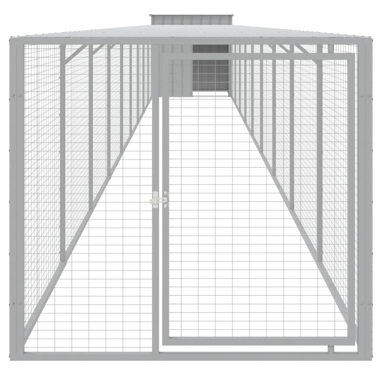 Vidaxl Chicken Coop mit Lauf 110x1017x110 cm Stahl hellgrau