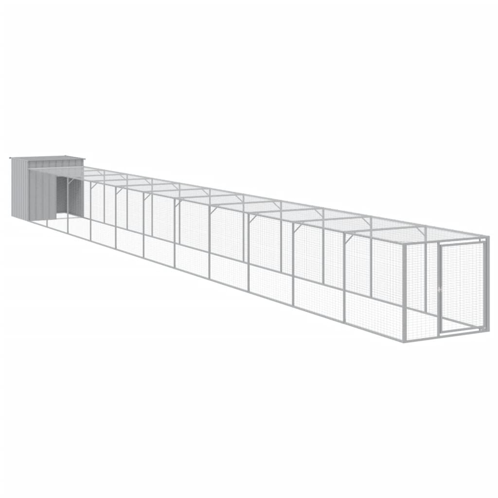 VIDAXL -Hühnchen -Stall mit Lauf 110x1221x110 cm Stahl hellgrau