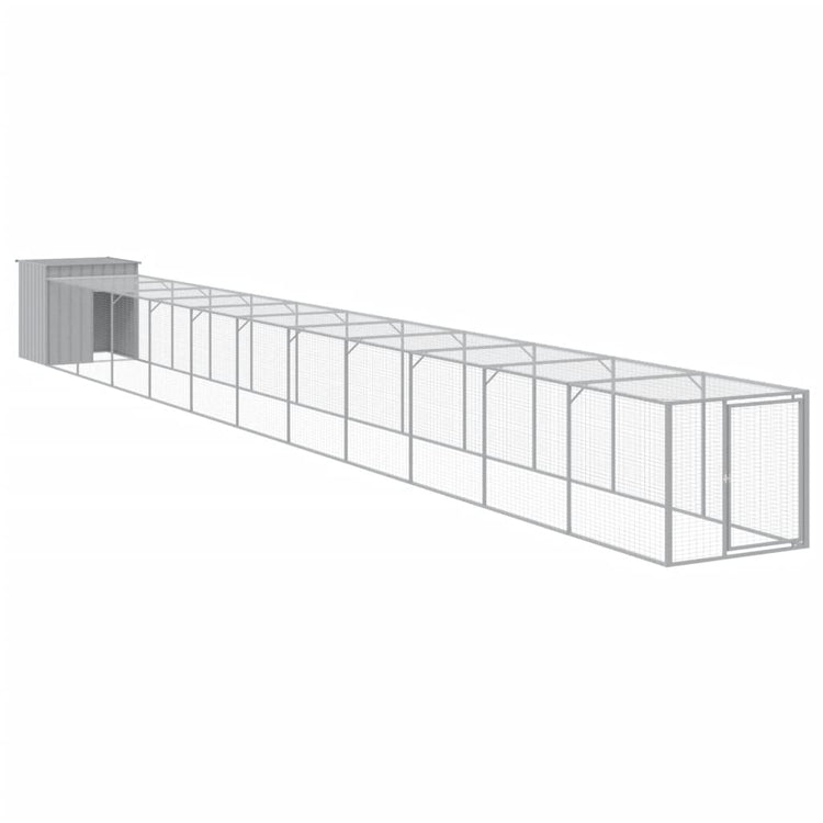 VIDAXL -Hühnchen -Stall mit Lauf 110x1221x110 cm Stahl hellgrau