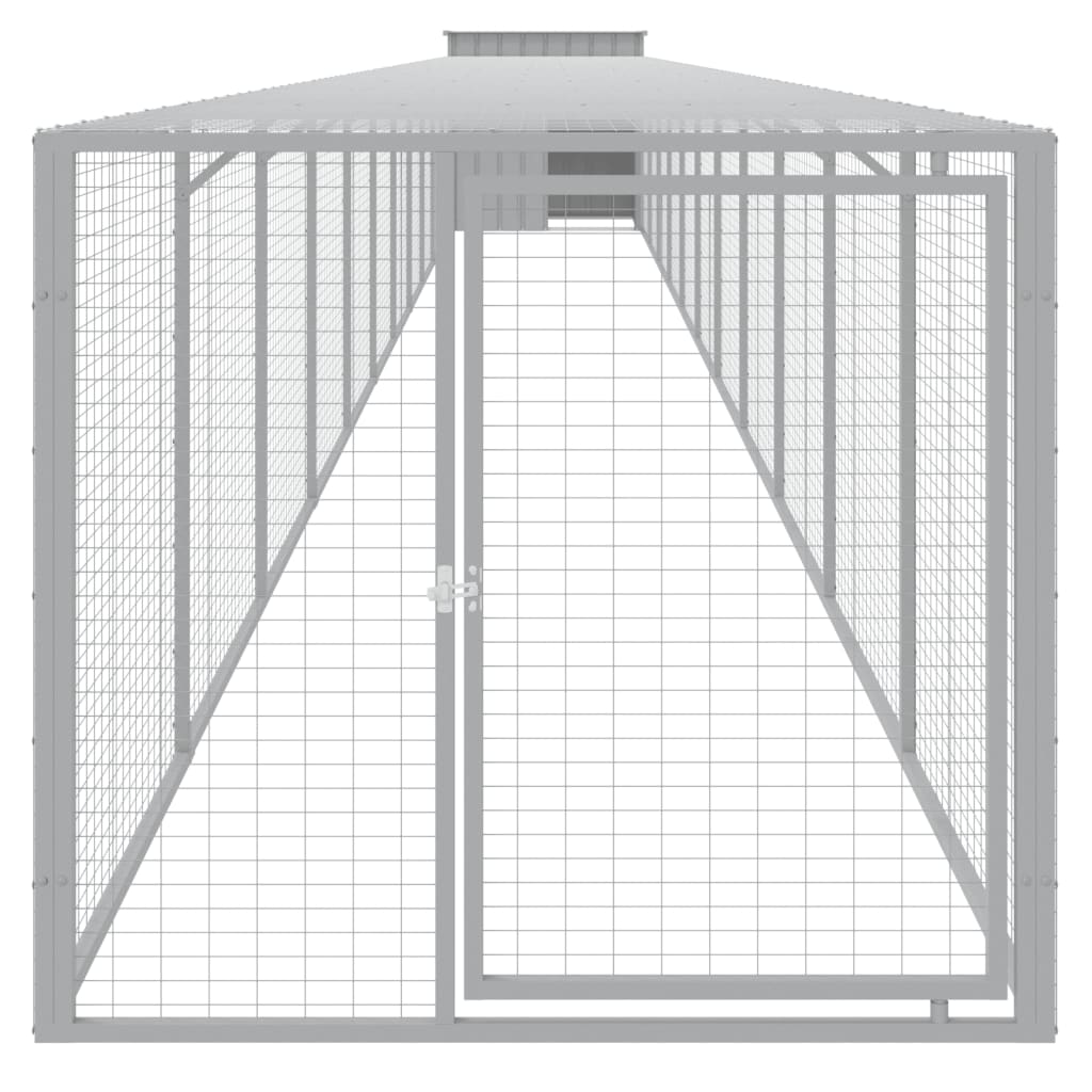 VIDAXL -Hühnchen -Stall mit Lauf 110x1221x110 cm Stahl hellgrau