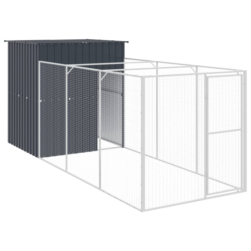 VIDAXL -Hundedoft mit Lauf 165x455x181 cm verzinkter Stahl -Anthrazit
