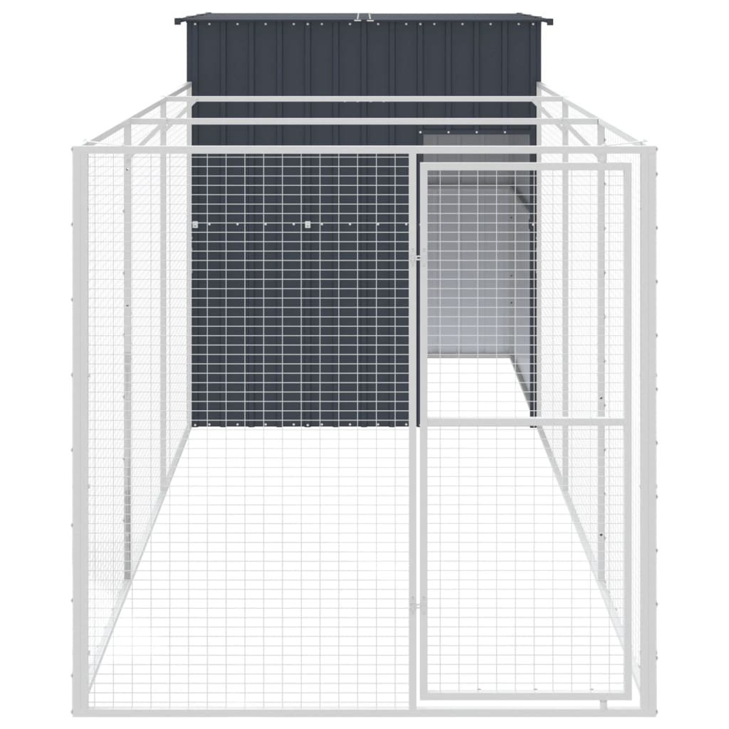 VIDAXL -Hundedoft mit Lauf 165x455x181 cm verzinkter Stahl -Anthrazit