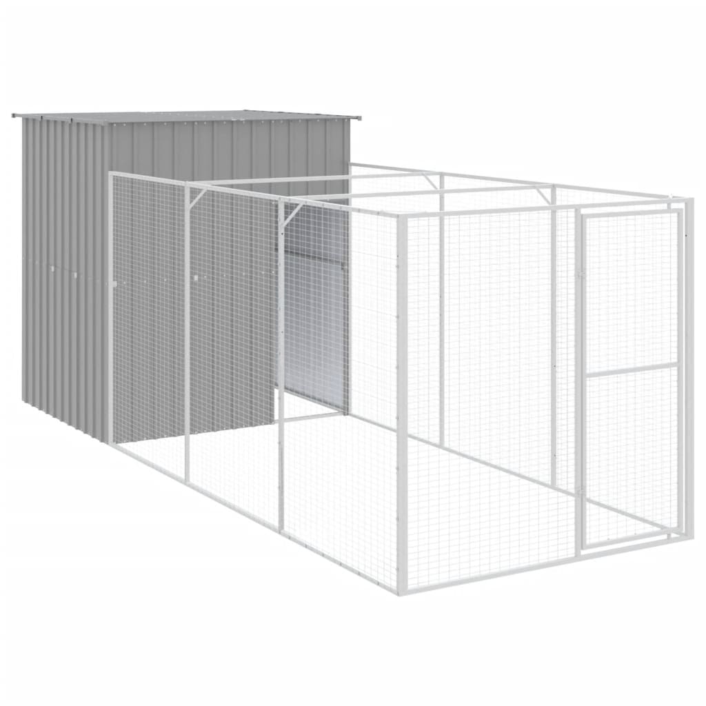 Vidaxl Hund Loft mit Lauf 165x455x181 cm Stahl hellgrau