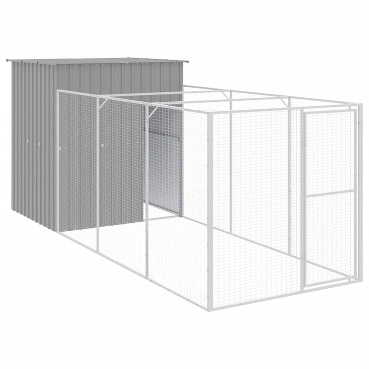 Vidaxl Hund Loft mit Lauf 165x455x181 cm Stahl hellgrau
